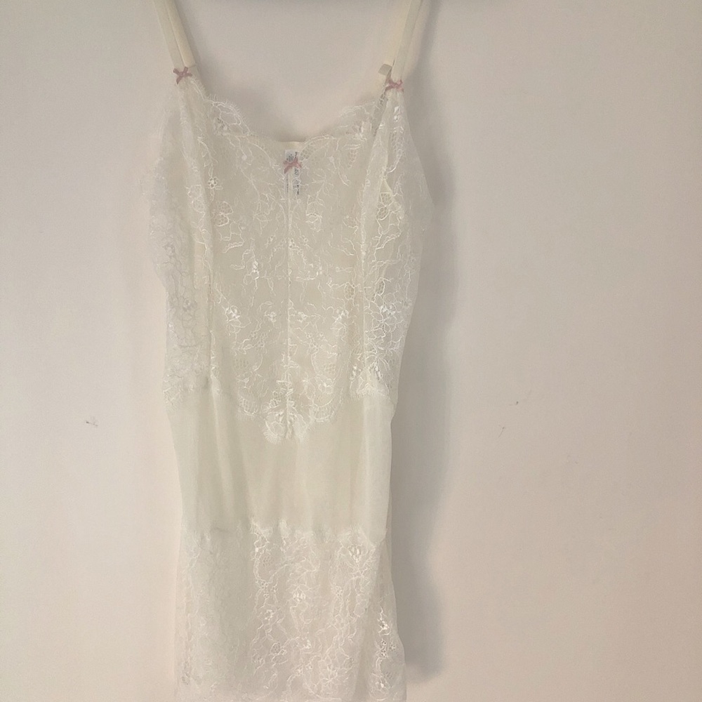 y2k B Tempt’d Sheer White Lace Mesh Slip Dress